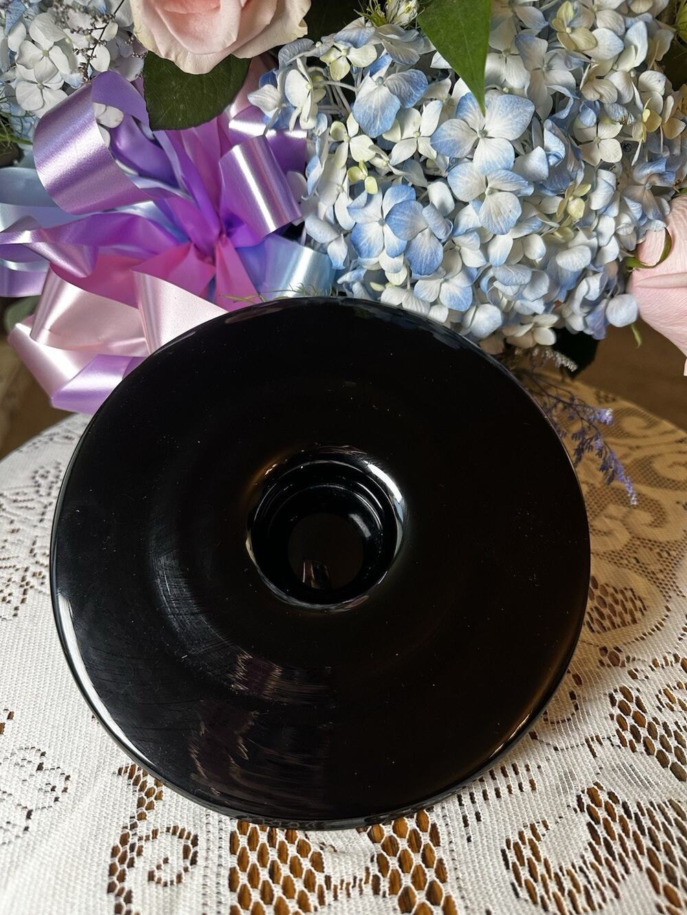 Black Glass IKEA Maria Vinka Swedish Amethyst Candle Holder